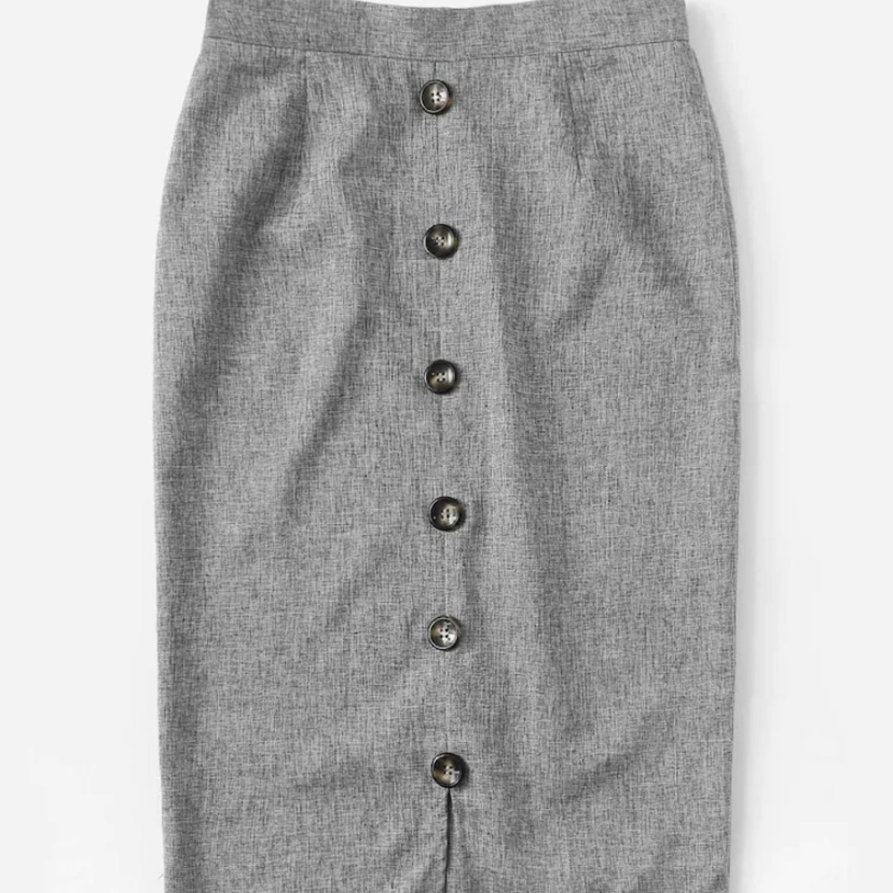 Plus Button Front Split Pencil Skirt